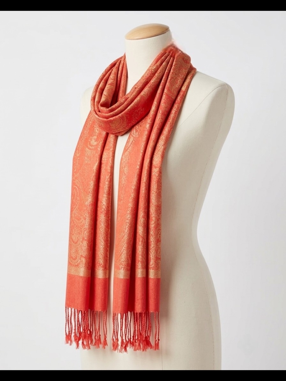 Italian Paisley Cashmere-Silk PashminaWomen’s Coral Paisley Scarf